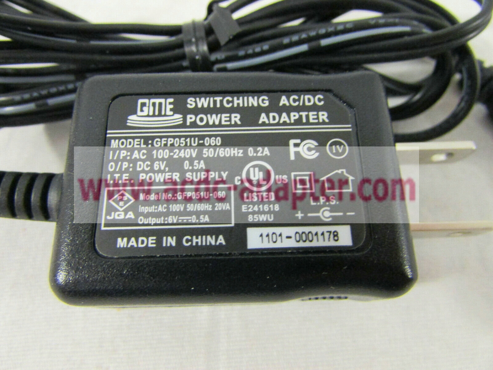 NEW GME GFP051U-060 Switching AC/DC Power Adapter 6V DC 0.5A ITE Power Supply - Click Image to Close